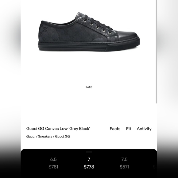 Gucci GG Canvas Low 'Grey Black - Picture 12 of 12